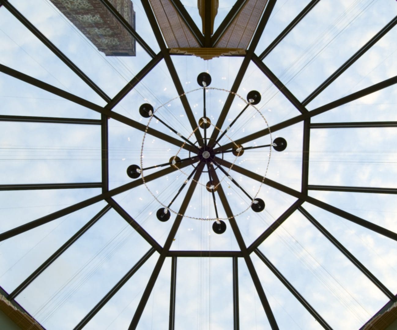 A view of the inside of a glass dome.